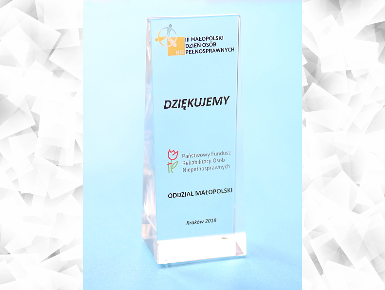 Fotografia: Statuetka, kt&oacute;rą Oddział Małopolski PFRON uhonorował nasz Ośrodek